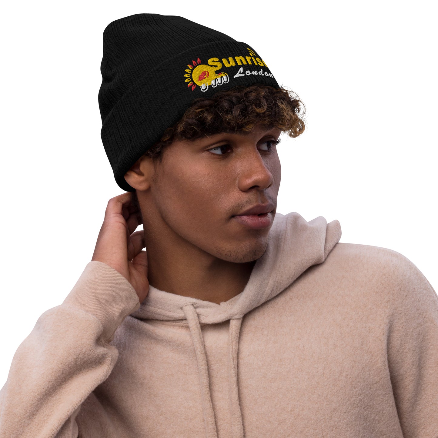 Embroidered Ribbed Knit Beanie